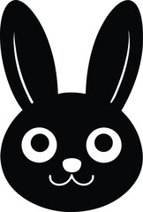Adorable Bunny Rabbit Face Simple Black and White Illustration
