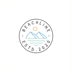 Beach logo ocean wave line logo design vector