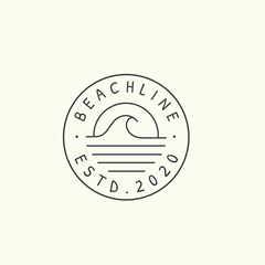 Beach logo ocean wave line logo design vector