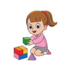girl playing with blocks