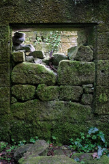 Blocked doorway in an old abandoned house in Galicia, Spain