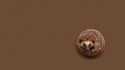 Obraz premium Hedgehog Curled in a Ball, Cute Animal in a Defensive Pose, Copy Space