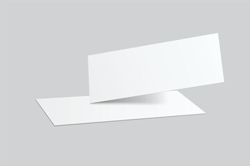 3D Realistic empty gift voucher card mockup isolated on background. Blank template for presentation discount, plastic coupon, train, movie, raffle, carnival, concert, festival, flyer or event ticket