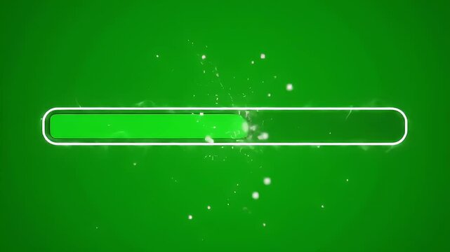 Abstract Green Loading Bar Animation Glowing Progress Indicator with Particles