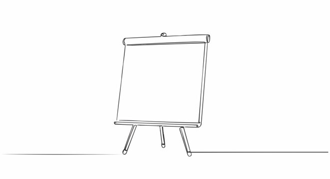 An empty whiteboard on a stand in a minimalistic style.