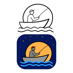 Fishing logo vector featuring fish, hook, and water elements. Perfect for fishing clubs, outdoor brands, sport fishing, seafood businesses, and adventure gear identity.