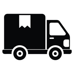 Delivery Truck Silhouette, Box, Vehicle Illustration, Transportation Concept, Commercial Van Icon