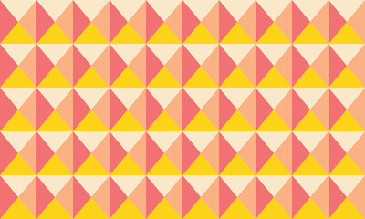 Fototapeta premium Vibrant geometric pattern of interlocking triangles in coral and gold hues. Ideal for backgrounds, textiles, or website design. This cheerful, modern design evokes feelings of optimism and energy.
