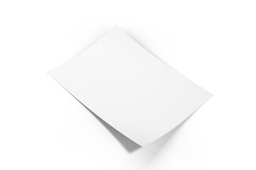 3D realistic blank A4 format paper flyer mockup isolated. Sheet design template for presentation poster, newspaper, flyer, brochure, cover, magazine, card, paper note, postcard, letter or invitation