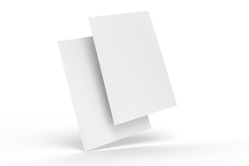 3D realistic blank A4 format paper flyer mockup isolated. Sheet design template for presentation poster, newspaper, flyer, brochure, cover, magazine, card, paper note, postcard, letter or invitation