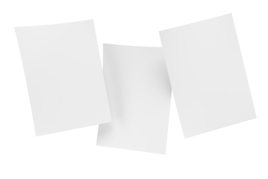 3D realistic blank A4 format paper flyer mockup isolated. Sheet design template for presentation poster, newspaper, flyer, brochure, cover, magazine, card, paper note, postcard, letter or invitation