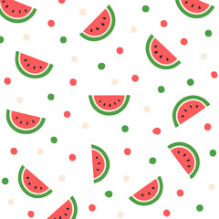 Sweet Watermelon Cut Pattern Summer Time Illustration