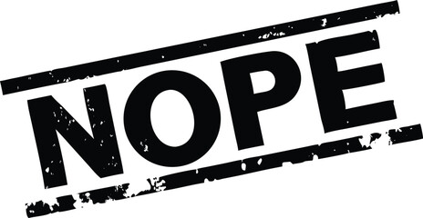 Black Grunge Nope Word Between Lines on White Background Element