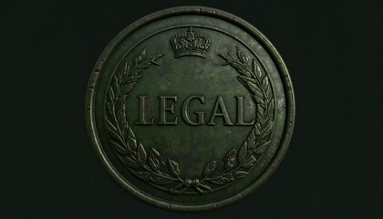 Legal Seal with Crown and Laurel Wreath Symbolizing Justice