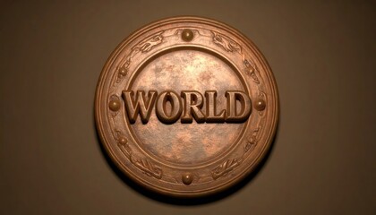 World Decorative Shield with Engraved Design
