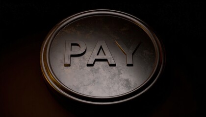 3D Rendering of a Glossy Black Pay Button