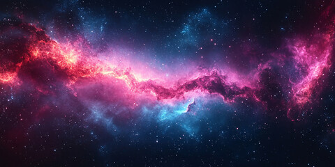 Fototapeta premium Stunning image of a vibrant nebula, showcasing swirling clouds of pink and blue hues,