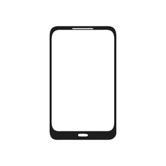 Realistic black mobile phone with blank screen for smart technology and communication silhouette icon vector