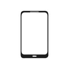 Realistic black mobile phone with blank screen for smart technology and communication silhouette icon vector