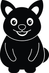 Adorable Cartoon Canine A Delightful Black and White Illustration of a Happy Puppy