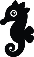 Adorable Seahorse Silhouette A Cute Ocean Creature Illustration
