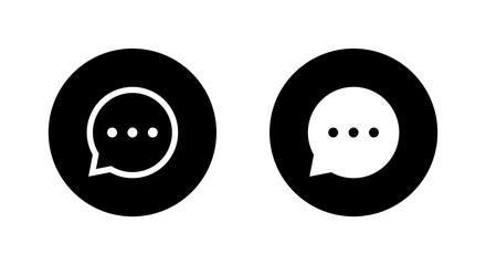 Fototapeta premium Speech bubble, message icon on black circle. Chat, speak sign symbol