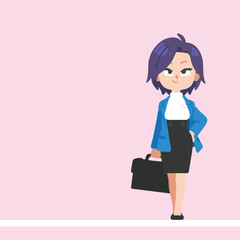 Stylish Businesswoman with Blue Jacket and Briefcase