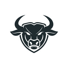 Powerful bull head logo design strong animal symbol