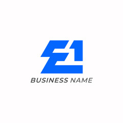 design logo creative letter E and number 1