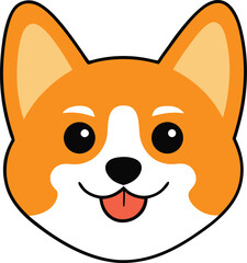 Adorable Orange Corgi Cartoon Illustration Happy Dog Face Design