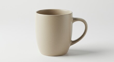 Obraz premium Neutral Beige Ceramic Mug Isolated On White Background Featuring Textured Surface