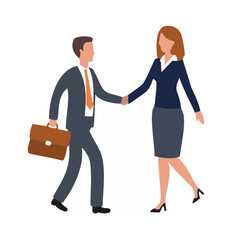 Fototapeta premium Businesspeople shaking hands walking together deal