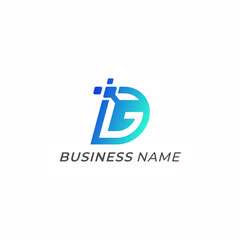 design logo digital letter D and letter F