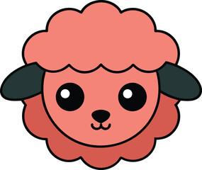 Adorable Pink Sheep Cartoon Illustration Cute Animal Design