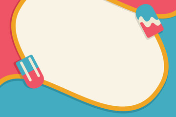 Colorful Ice Cream Background for Summer Design. Playful summer background with flat design ice cream elements. Perfect for party flyers, banners, and invitations.
