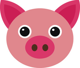 Adorable Pink Pig Face Illustration Cute Cartoon Animal Design