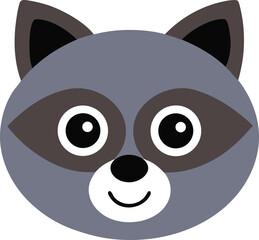 Adorable Raccoon Face Cute Cartoon Illustration of a Friendly Raccoon