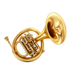 Obraz premium Gleaming Gold French Horn Symphony Brass Instrument Art Music Band on transparent background