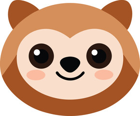 Adorable Cartoon Sloth Face Cute Animal Illustration