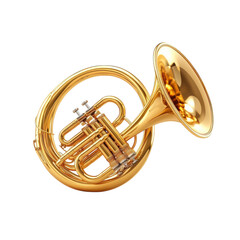 Fototapeta premium Golden beauty French horn against dark background shining elegance and on transparent background