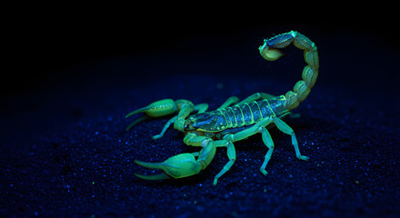 Fluorescent Scorpion under UV Light