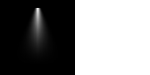 Isolated White Light Ray from Top Left Corner with Smooth Gradient and Transparent Shadow on Dark Background for Drama or Photography