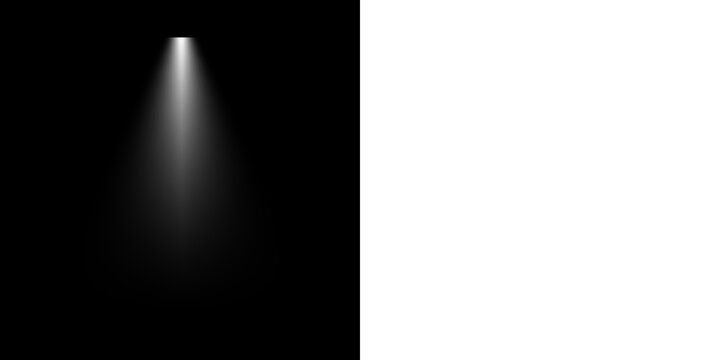 Isolated White Light Ray from Top Left Corner with Smooth Gradient and Transparent Shadow on Dark Background for Drama or Photography