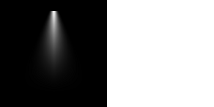 Isolated White Light Ray from Top Left Corner with Smooth Gradient and Transparent Shadow on Dark Background for Drama or Photography