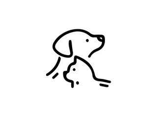The image uses bold black lines on a white background to outline the two animals in a sleek and modern style.