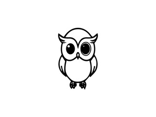 The owl has a rounded body, big expressive eyes, and small feet.
