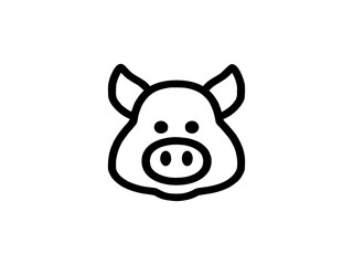 The pig is depicted in a front view with rounded ears, small circular eyes, and a prominent snout featuring two oval-shaped nostrils.