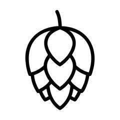 Hop flower icon in minimalistic style, black and white, graphic design concept