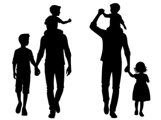 Family Bonding in Silhouette, A silhouette of a family enjoying a peaceful walk together