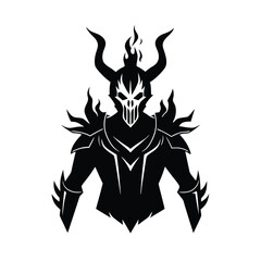 Warrior with skull head and flame Vector illustration
